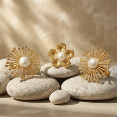 Flower Pearl-Look Statement Ring Designs