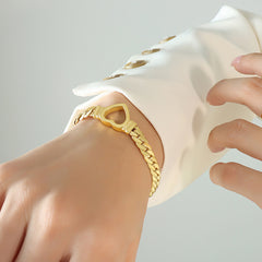 Open Heart Stainless Steel Curb Bracelet