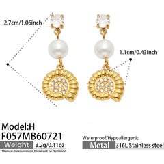 18K Gold-Plated Ocean Charm Drop Earrings