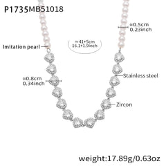 18K Gold-Plated Shell Pearl-Look and Heart Necklace