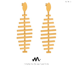 18K Gold-Plated Fishbone Dangle Earrings