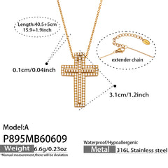 18K Gold-Plated Cubic Zirconia Cross Necklace