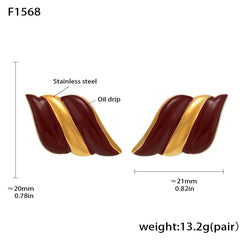 18K Gold-Plated Enamel Wing Stud Earrings