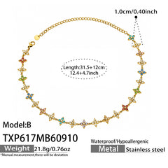 18K Gold-Plated Color Cubic Zirconia Flower Jewelry