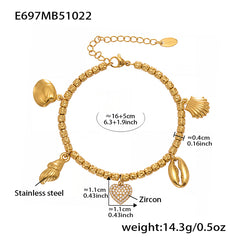 18K Gold-Plated Heart Charm or Bead Bracelet