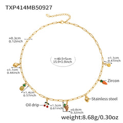 18K Gold-Plated Fruit Charm Necklace, Bracelet or Anklet