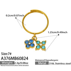 Four-Petal Cubic Zirconia Charm Ring
