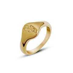 Gold-Tone Rose Signet Ring