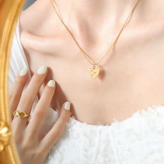 18K Gold-Plated Heart Stone-Accent Snake Chain Necklace