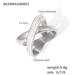 18K Gold-Plated Sparkling X Ring