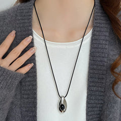 Nadine Black Agate Teardrop Necklace