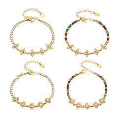 Four-Petal Cubic Zirconia Flower Bracelet Designs