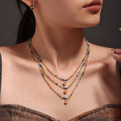Multicolor Bead and Cat-Eye Pendant Necklace