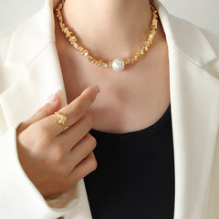 Irregular Pearl-Look Bead Necklace