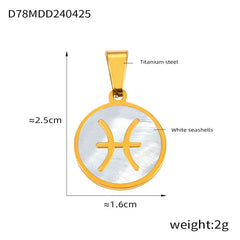 Gold-Tone Shell Zodiac Pendant Charm
