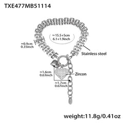 Cubic Zirconia Heart Link Necklace and Bracelet