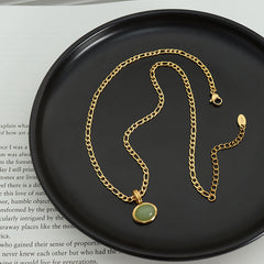 Green Aventurine Pendant Necklace & Hoop Earrings
