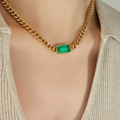 Glass Stone Cuban Chain Necklace or Bracelet