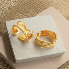 18K Gold-Plated Sculptural Crinkled Band Ring