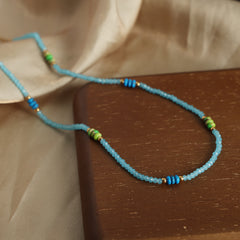 Blue-Green Stone Beaded Necklace Designs