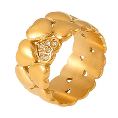 18K Gold-Plated Heart Detail Ring