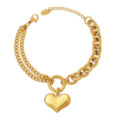 18K Gold-Plated & Silver-Tone Heart Link Bracelet