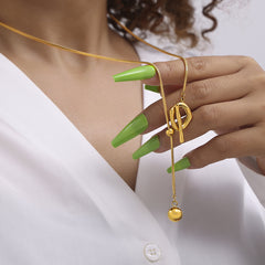 Adjustable Toggle and Ball Drop Long Necklace