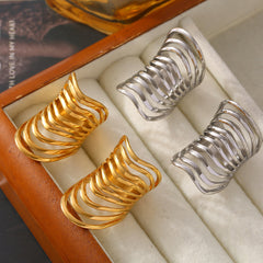 Open Multi-Row Stainless Steel Statement Ring