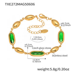 Faceted Oval Glass Link Bracelet