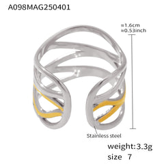 18K Gold-Plated Open Line Statement Ring