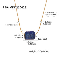 Natural Stone Rectangular Pendant Necklace