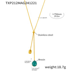 18K Gold-Plated Resin Drop Sliding Necklace