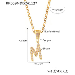 Cubic Zirconia Script Initial Pendant Necklace
