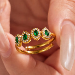 18K Gold-Plated Color Cubic Zirconia Open Ring