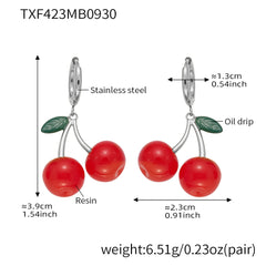 18K Gold-Plated Resin Cherry Jewelry