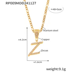 Cubic Zirconia Script Initial Pendant Necklace
