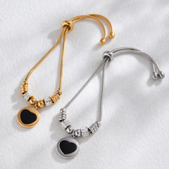 Enamel Heart Sliding Chain Bracelet