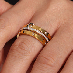 Layered Band Cubic Zirconia Ring