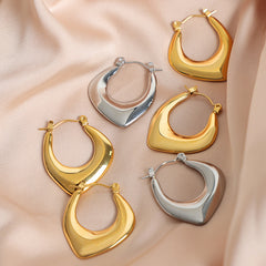 Rounded Teardrop Open-Hoop Earrings