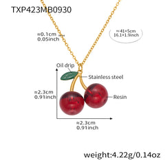 18K Gold-Plated Resin Cherry Jewelry