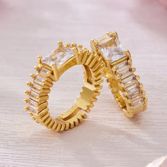 18K Gold-Plated Cubic Zirconia Statement Ring