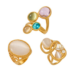 Cat-Eye-Look Sculptural Statement Rings