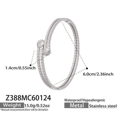 18K Gold-Plated Bamboo and Stone Detail Bangle Bracelet
