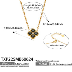 Color Four-Petal Cubic Zirconia Necklace and Earrings