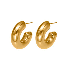 18K Gold-Plated Smooth Hollow C-Hoop Earrings