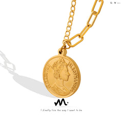 Portrait Coin Pendant Necklace