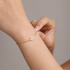 Eye-Motif Cubic Zirconia Necklace & Bracelet