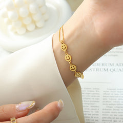 Smiley Face Disc Chain Bracelet