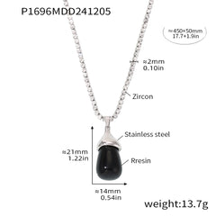 Sparkling Chain Resin Teardrop Pendant Necklace