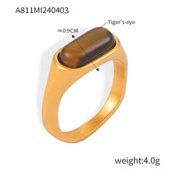 Tiger Eye Rectangle Signet Ring